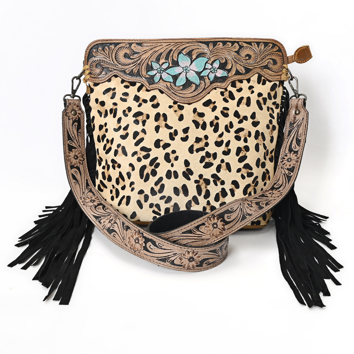 Three Flower Handtooled Bag