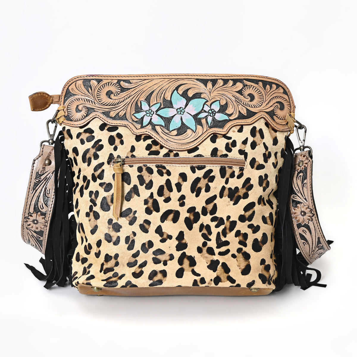 Three Flower Handtooled Bag