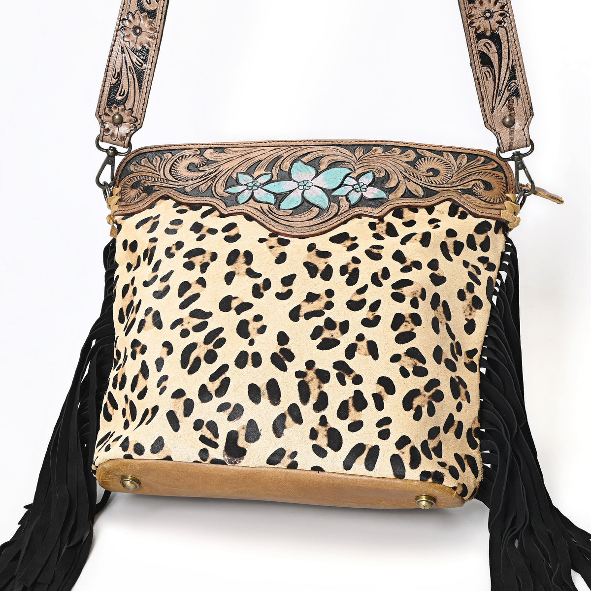 Three Flower Handtooled Bag