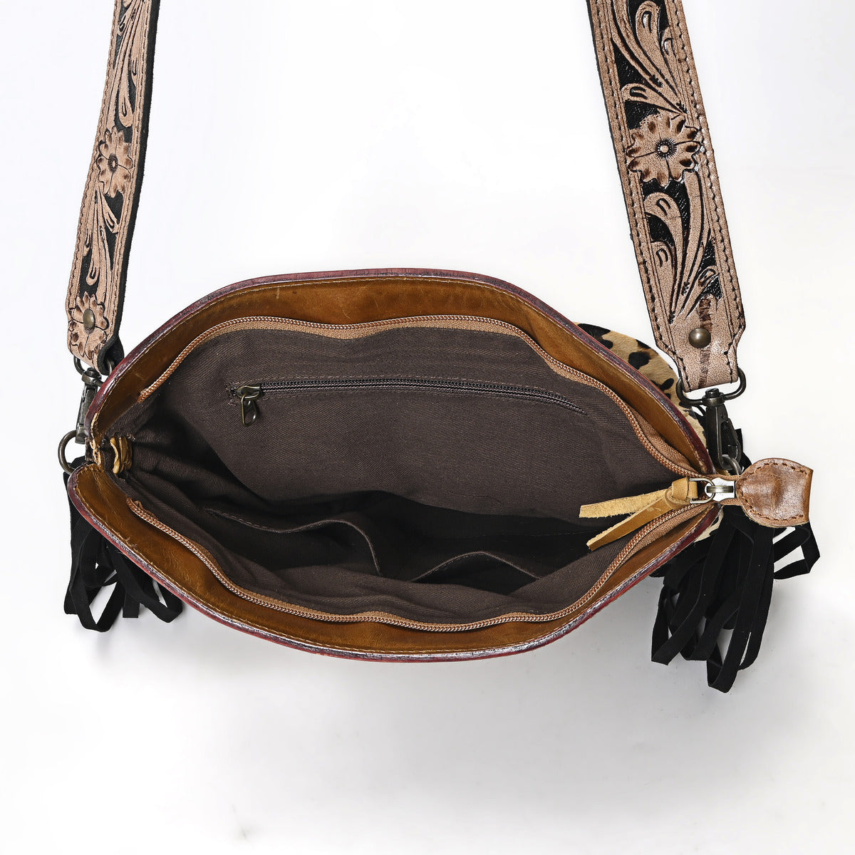 Three Flower Handtooled Bag