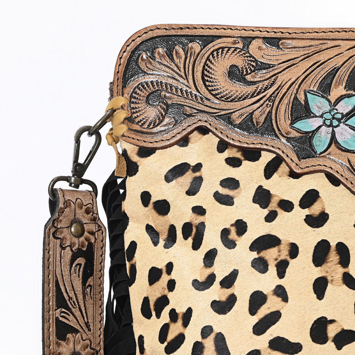 Three Flower Handtooled Bag