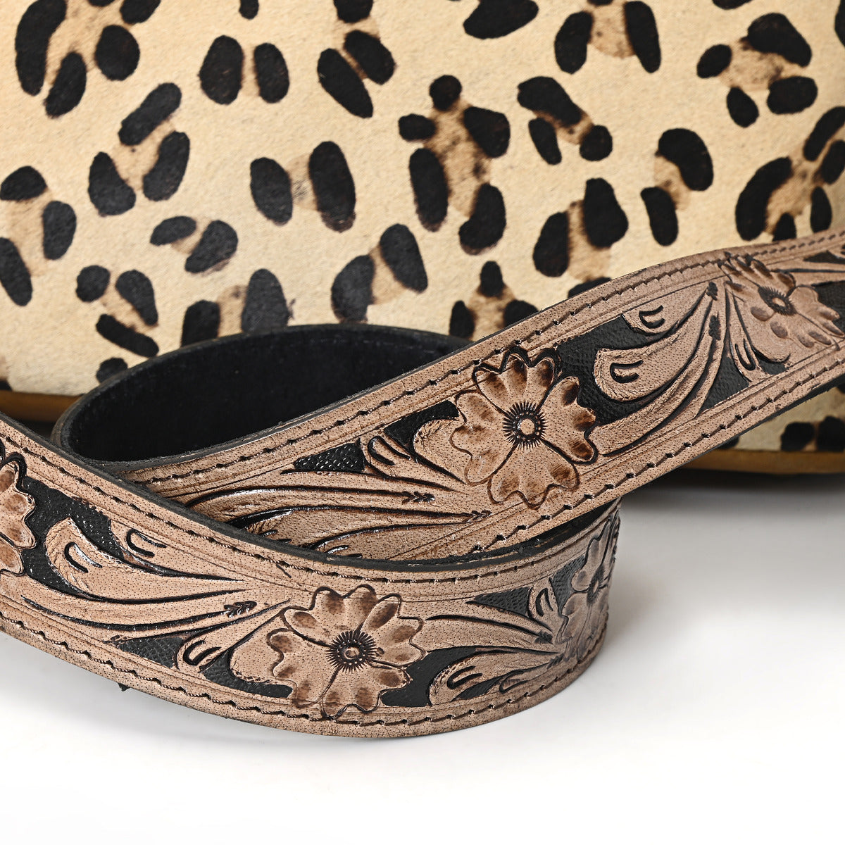 Three Flower Handtooled Bag