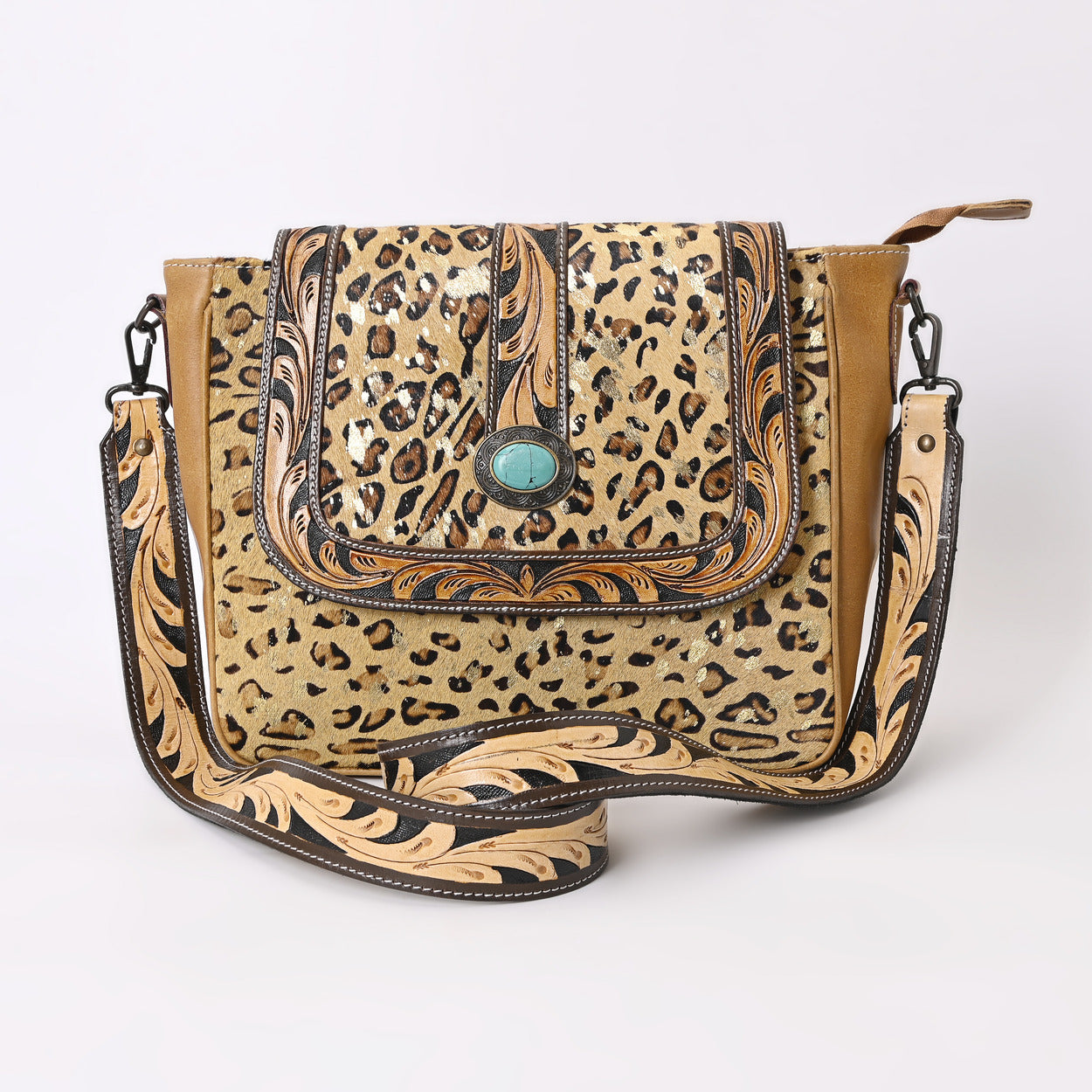 Spotted Jaguar Hand Tooled Bag