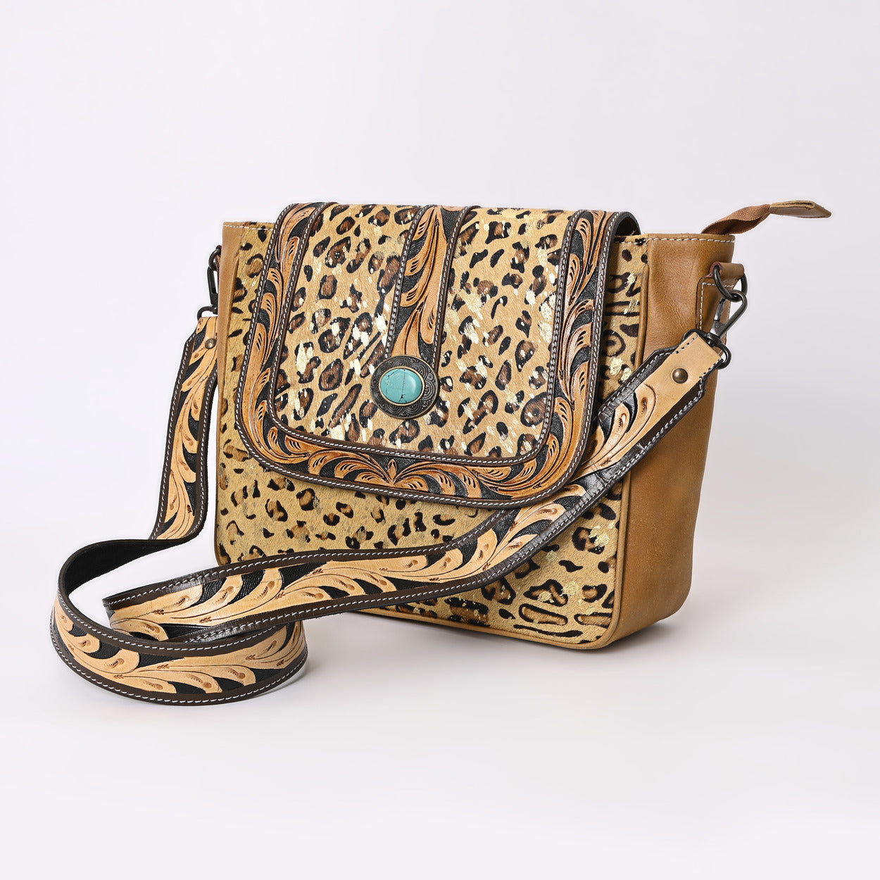 Spotted Jaguar Hand Tooled Bag