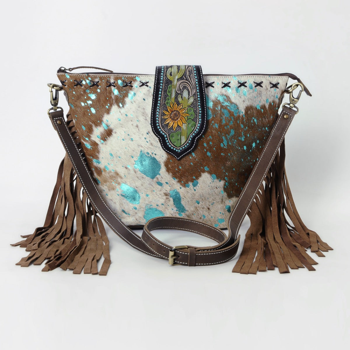Hazel Blue Crossbody Fringe Bag