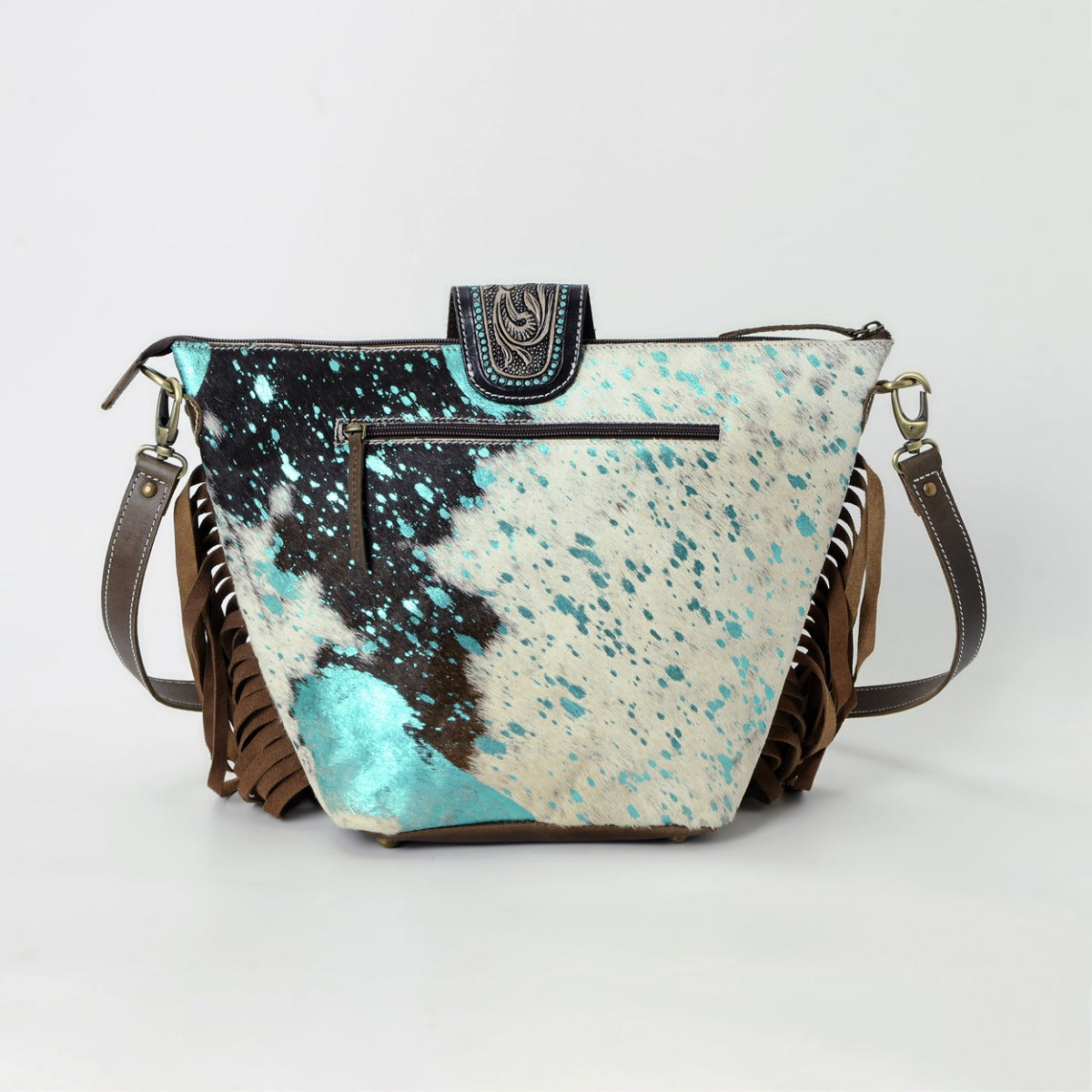 Hazel Blue Crossbody Fringe Bag