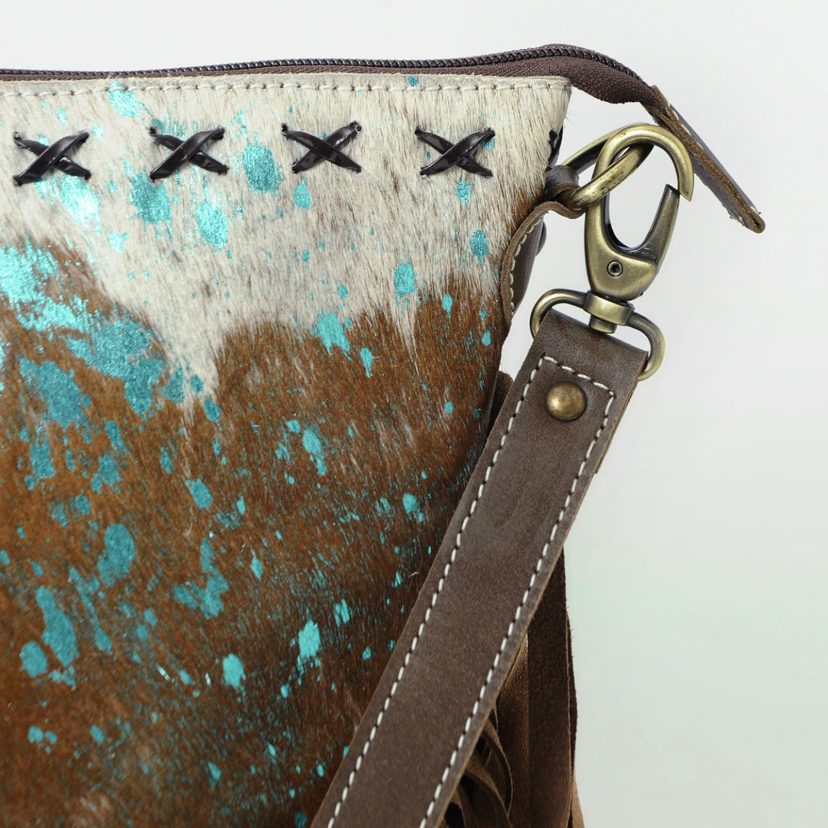 Hazel Blue Crossbody Fringe Bag