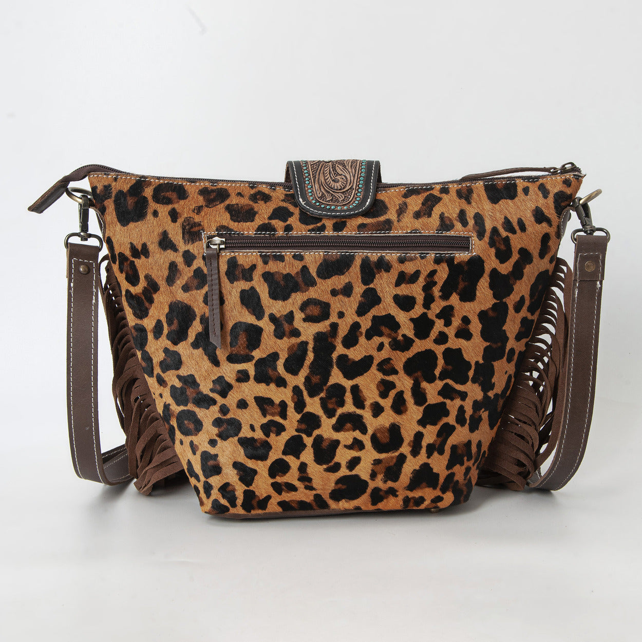 Hazel Jaguar Crossbody Fringe Bag