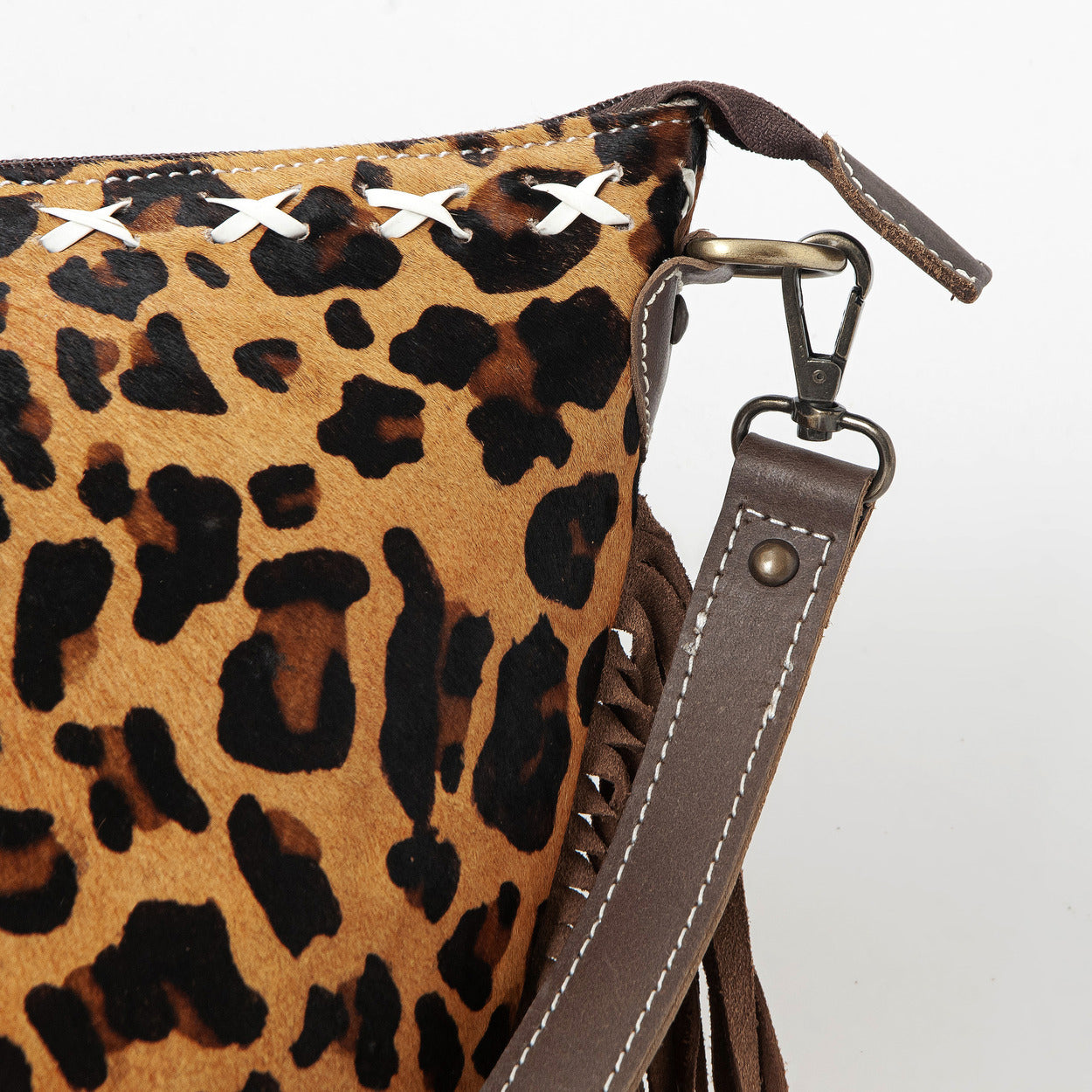 Hazel Jaguar Crossbody Fringe Bag