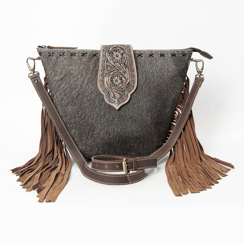 Hazel Grey Crossbody Fringe Bag