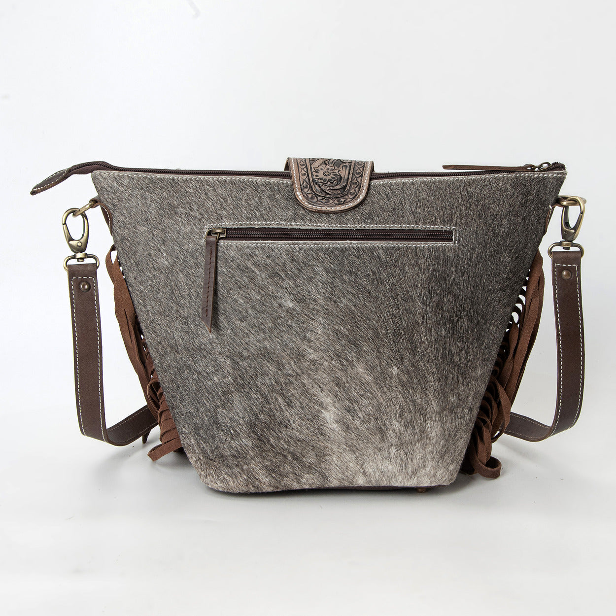 Hazel Grey Crossbody Fringe Bag