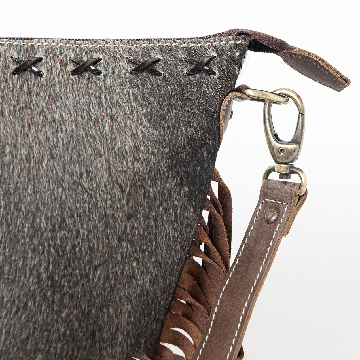 Hazel Grey Crossbody Fringe Bag