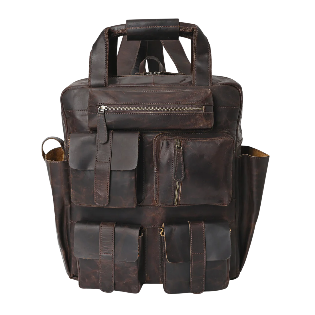 Rusty Hunter Leather Big Backpack Bag | Hard Wax Leather