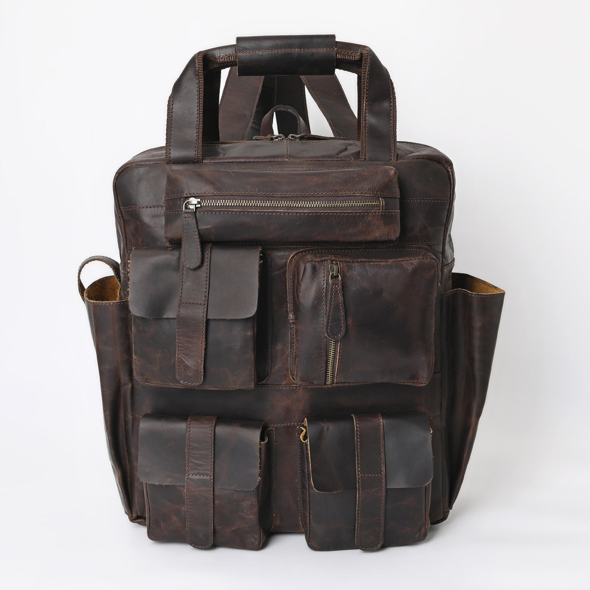 Rusty Hunter Leather Big Backpack Bag