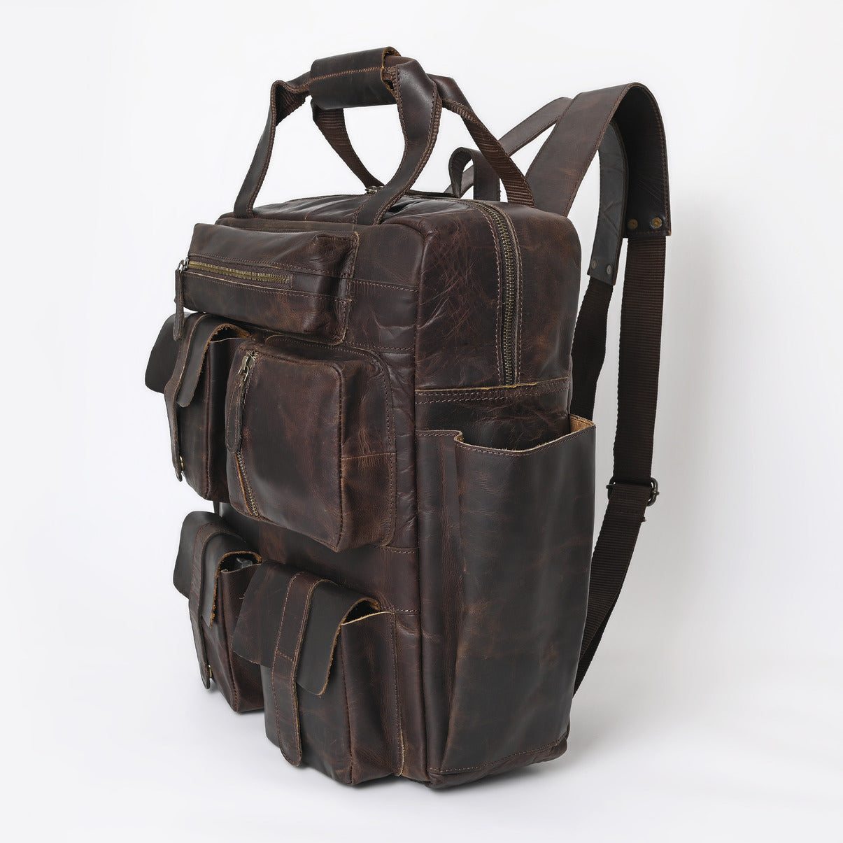 Rusty Hunter Leather Big Backpack Bag