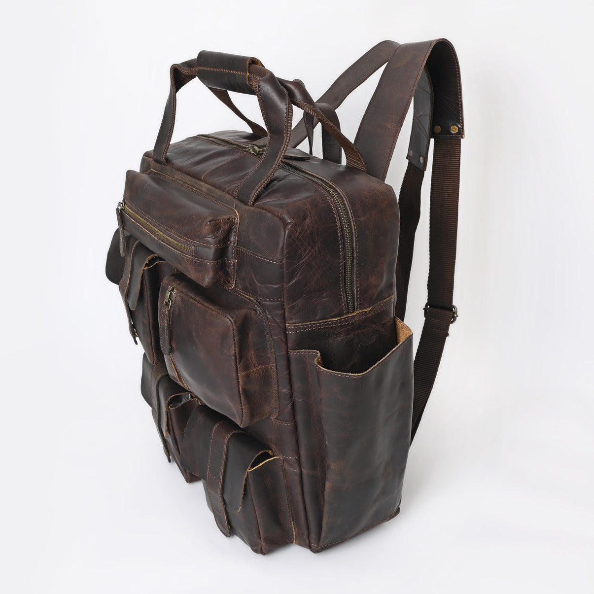 Rusty Hunter Leather Big Backpack Bag