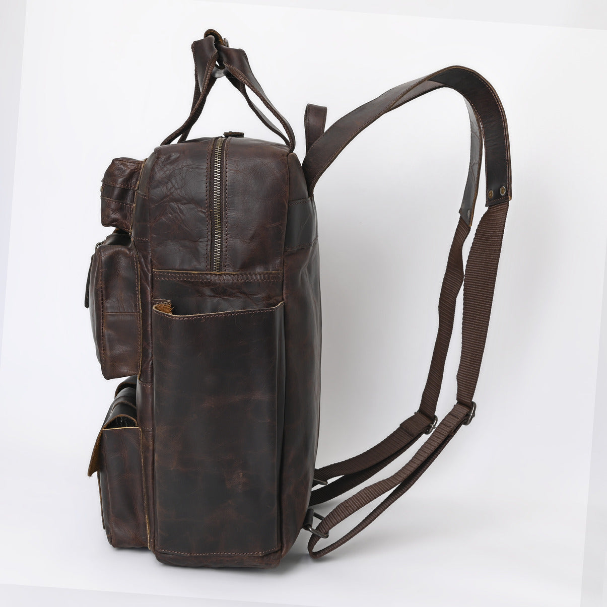 Rusty Hunter Leather Big Backpack Bag