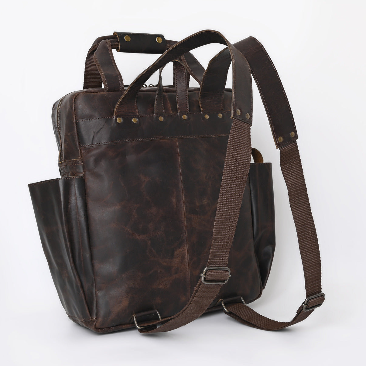 Rusty Hunter Leather Big Backpack Bag