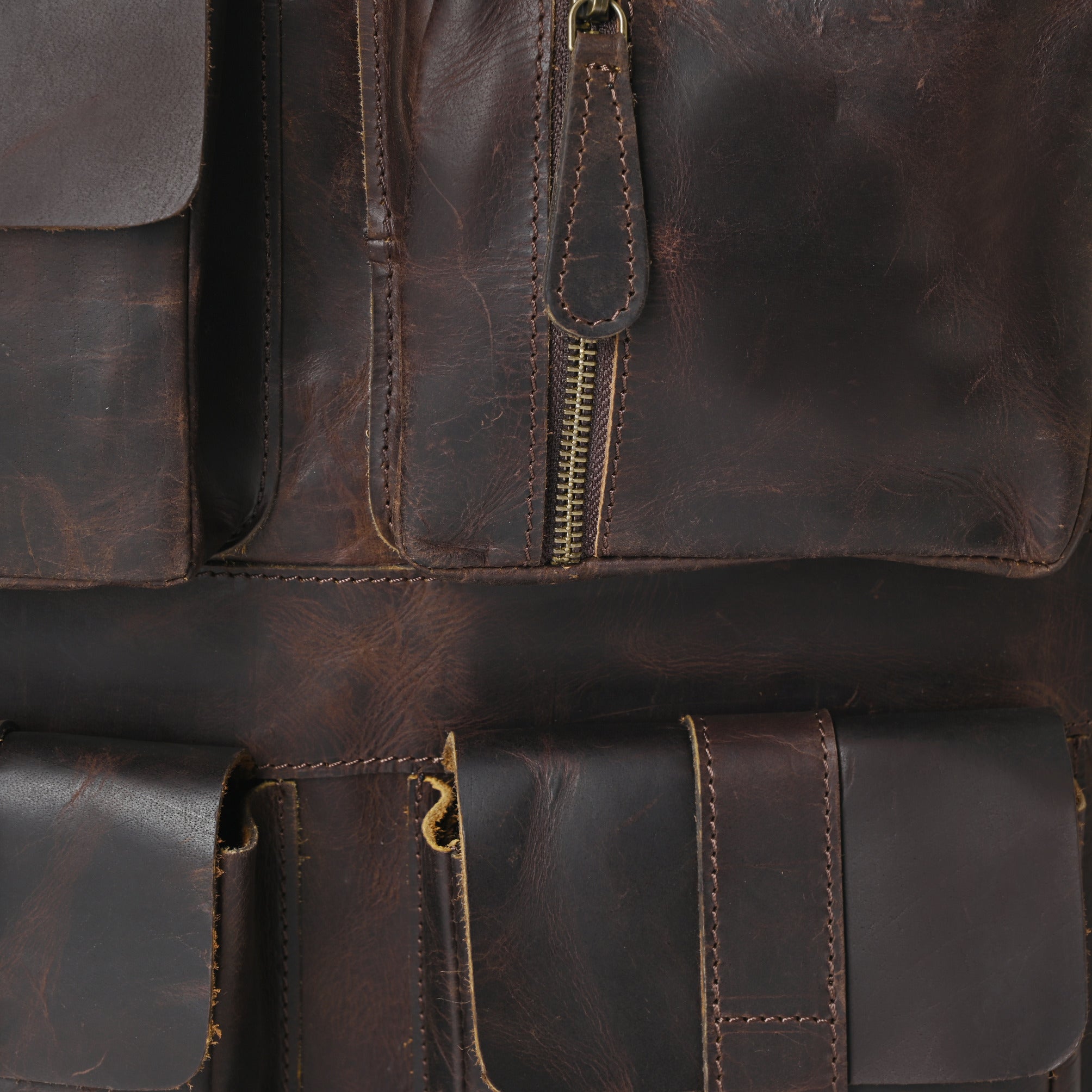 Rusty Hunter Leather Big Backpack Bag