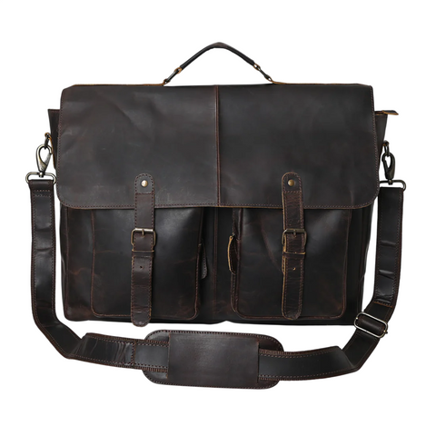 Rusty Hunter Leather Laptop Messenger Bag Big | Hard Wax