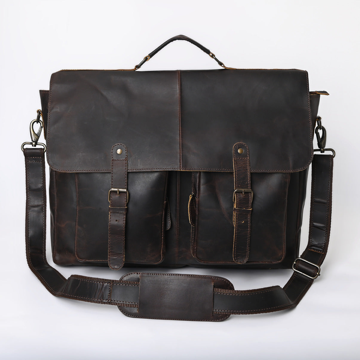 Rusty Hunter Leather Laptop Messenger Bag Big
