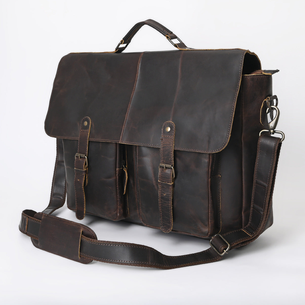 Rusty Hunter Leather Laptop Messenger Bag Big