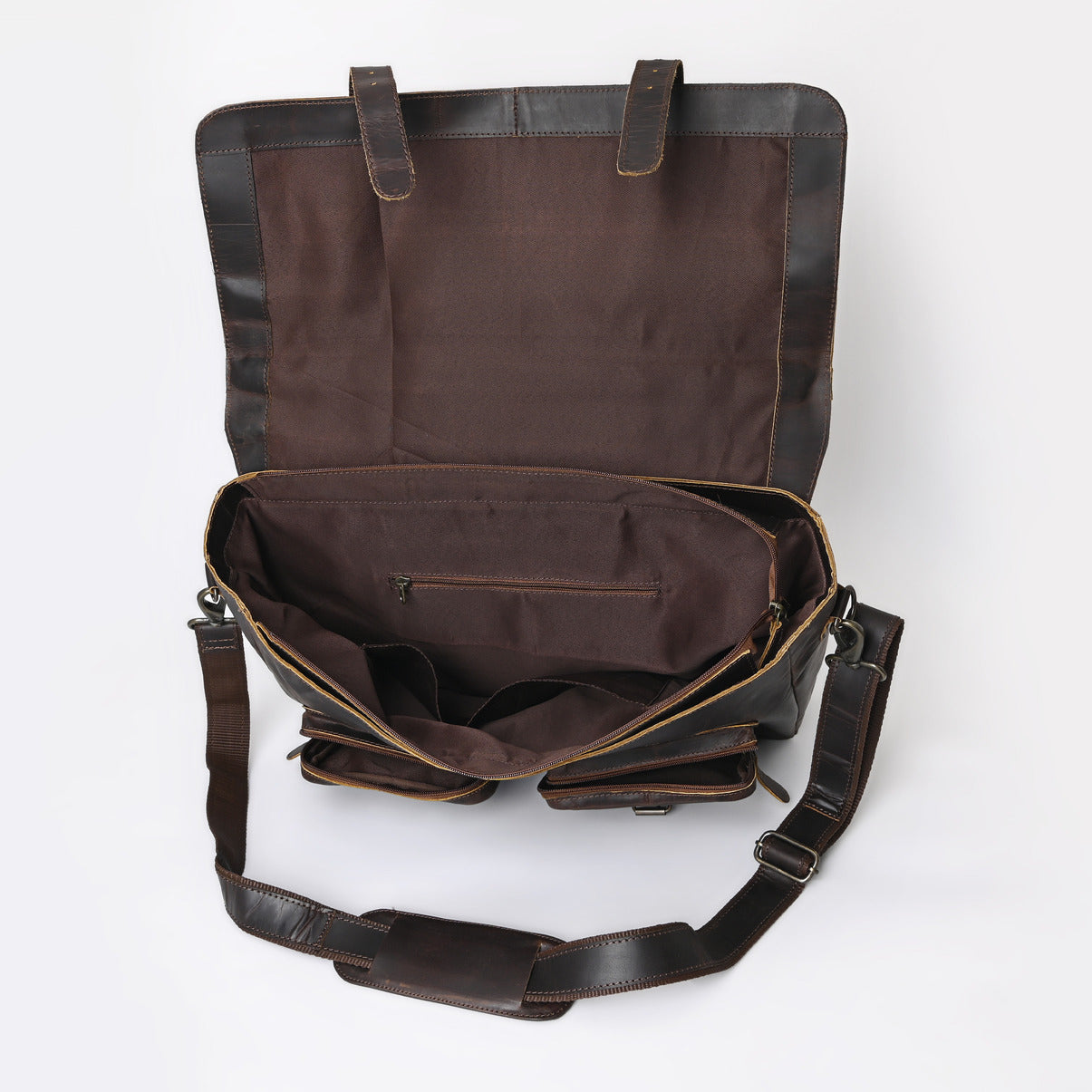 Rusty Hunter Leather Laptop Messenger Bag Big