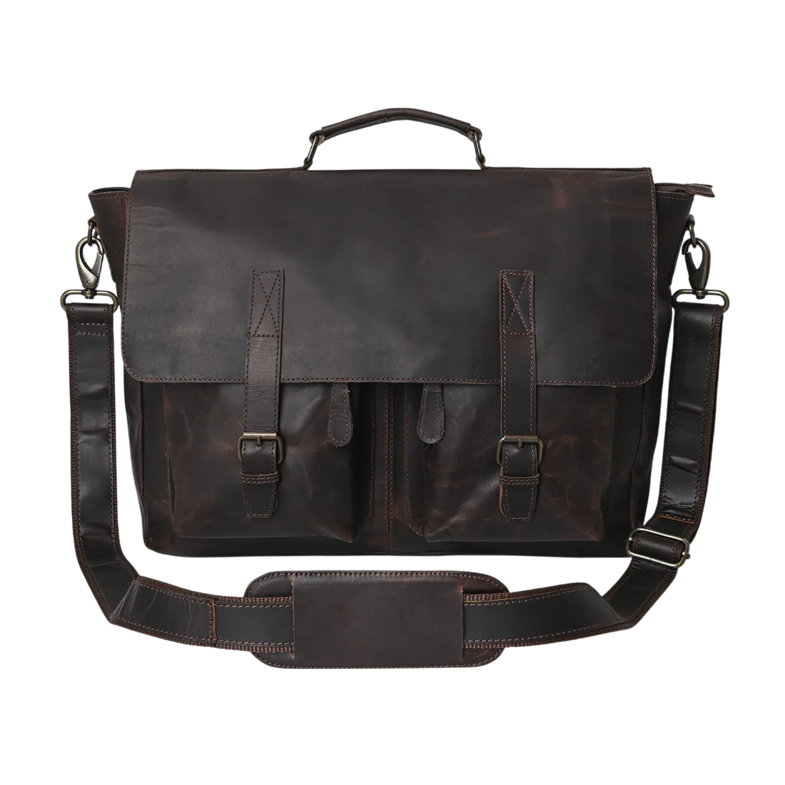 Rusty Hunter Leather Laptop Messenger Bag Big | Hard Wax