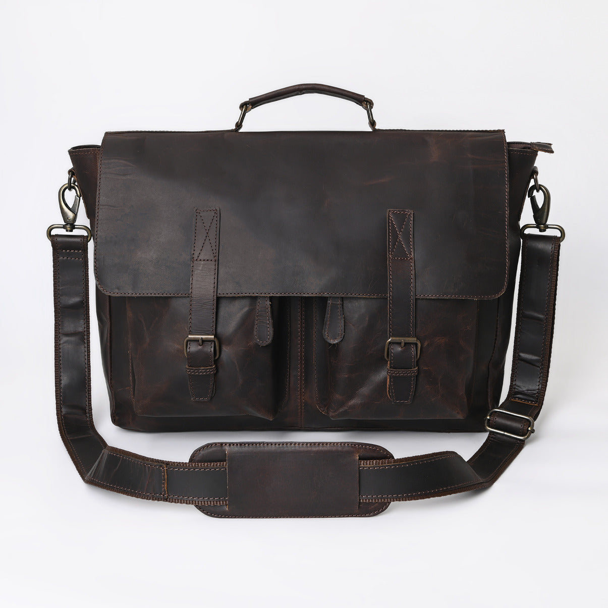 Rusty Hunter Leather Laptop Messenger Bag Medium