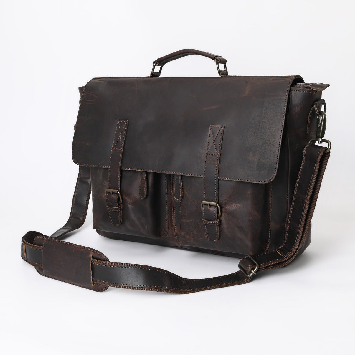Rusty Hunter Leather Laptop Messenger Bag Medium