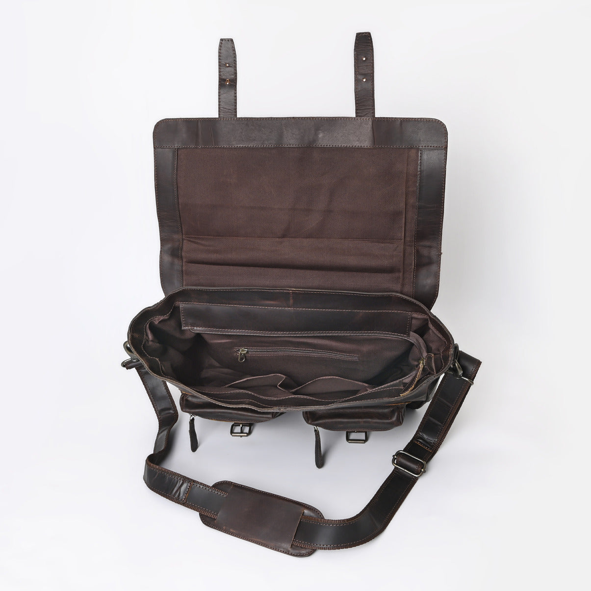 Rusty Hunter Leather Laptop Messenger Bag Medium