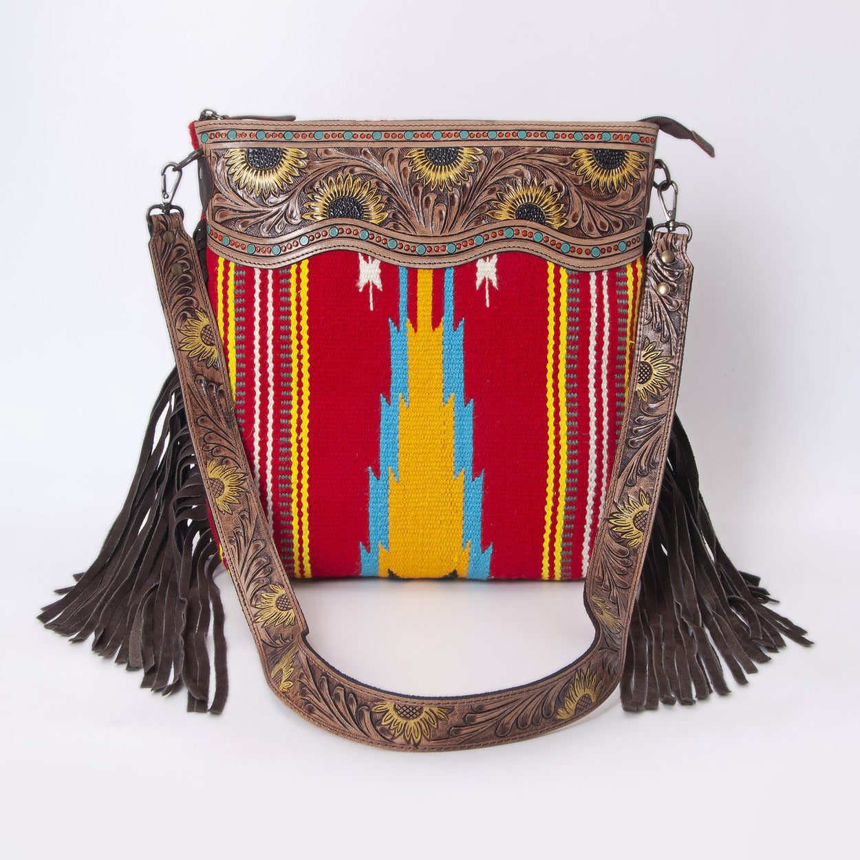 Sunflower Tooled Azetic  Durrie Shoulder Bag