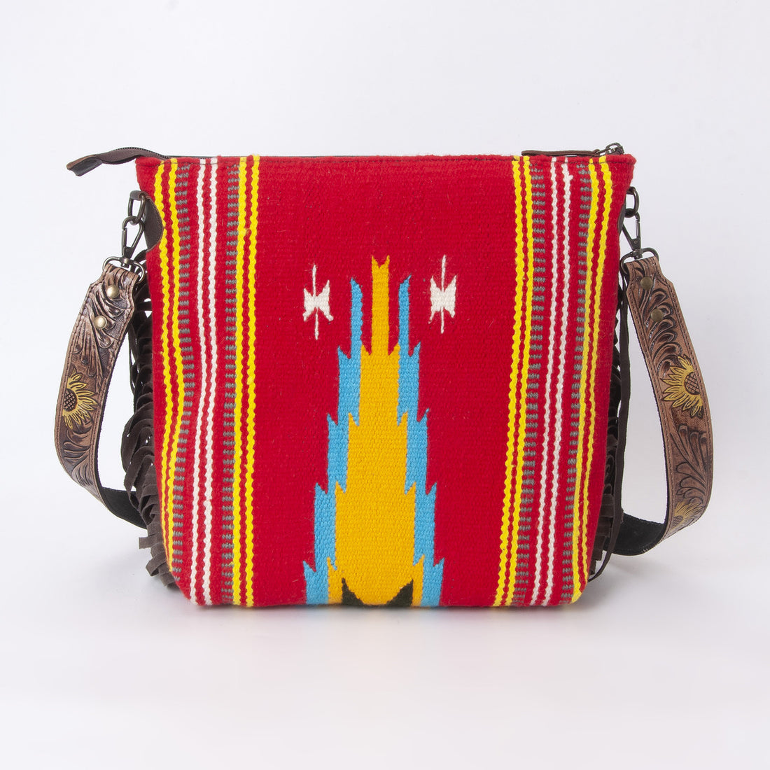 Sunflower Tooled Azetic  Durrie Shoulder Bag
