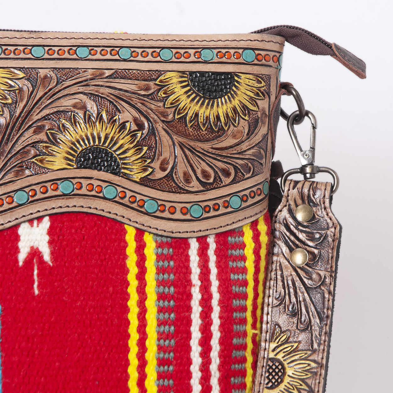 Sunflower Tooled Azetic  Durrie Shoulder Bag