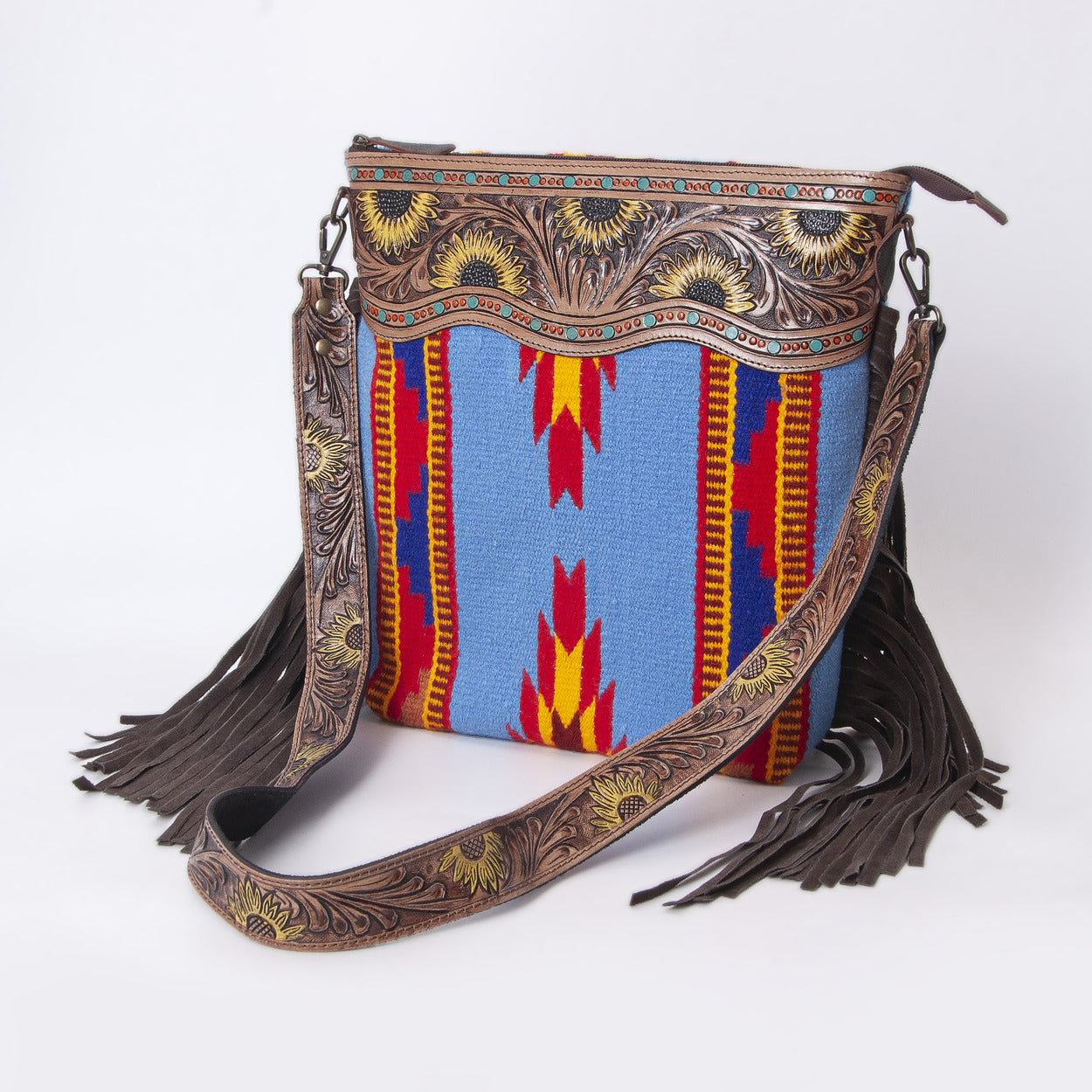 Sunflower Tooled Azetic Durrie Shoulder Bag