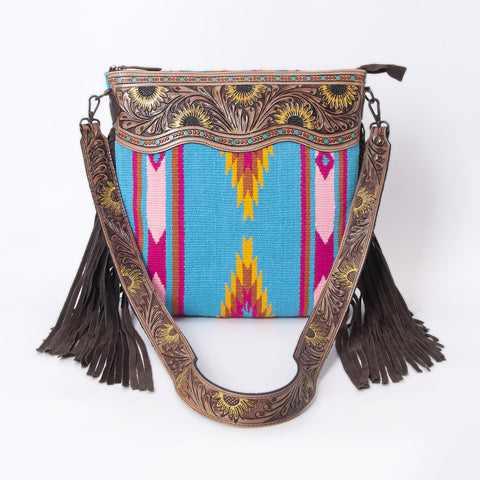 Sunflower Tooled Azetic  Durrie Shoulder Bag