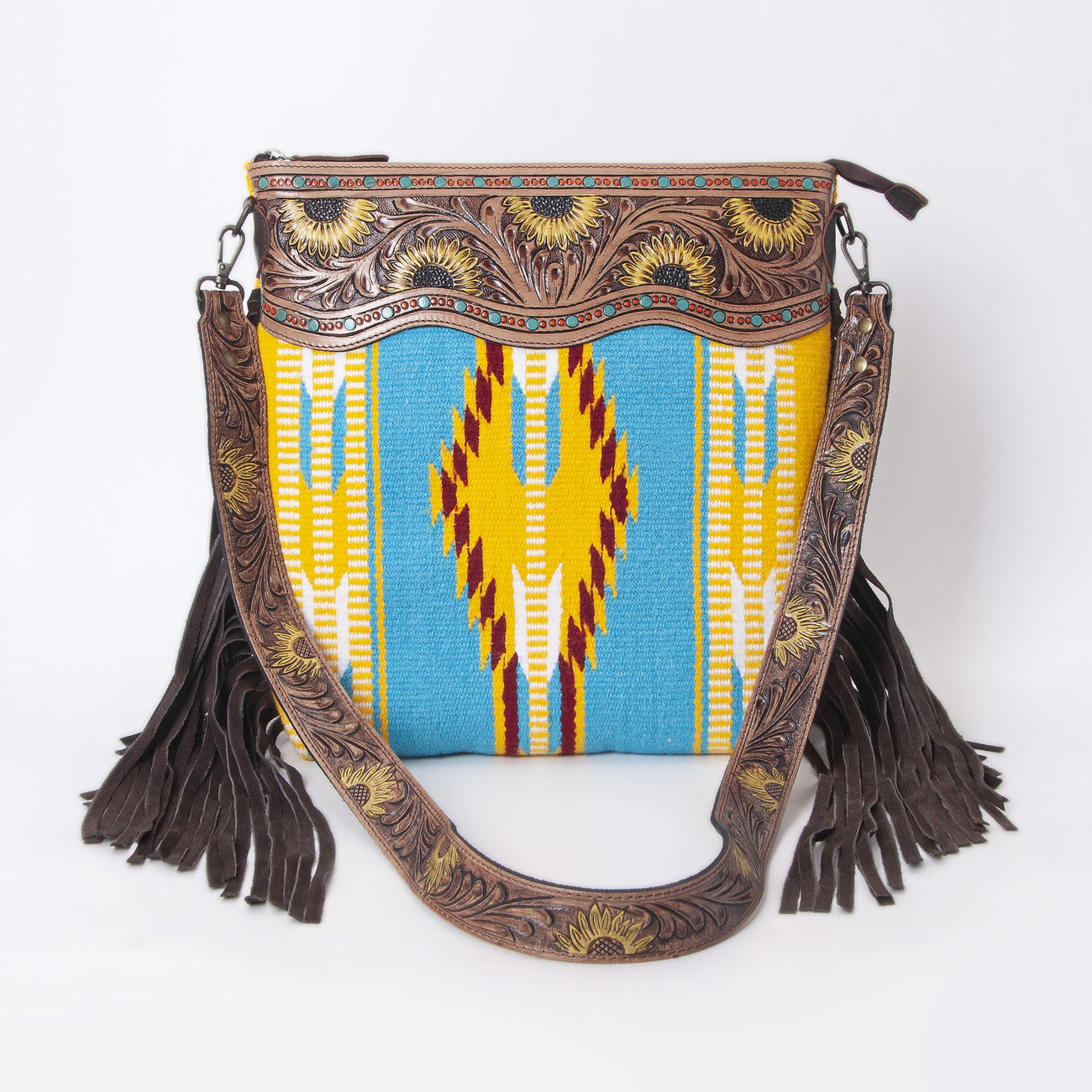 Sunflower Tooled Azetic Durrie Shoulder Bag