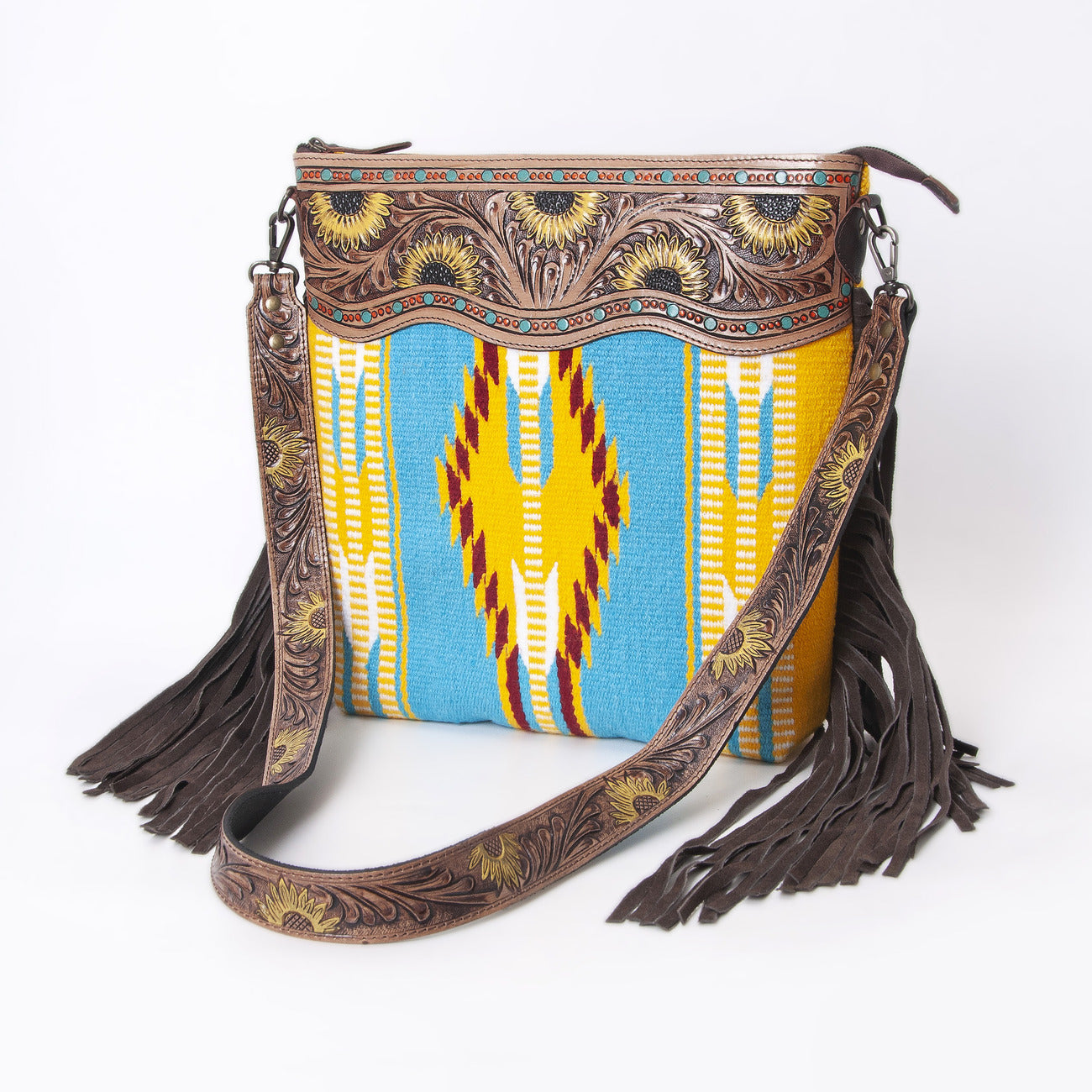 Sunflower Tooled Azetic Durrie Shoulder Bag