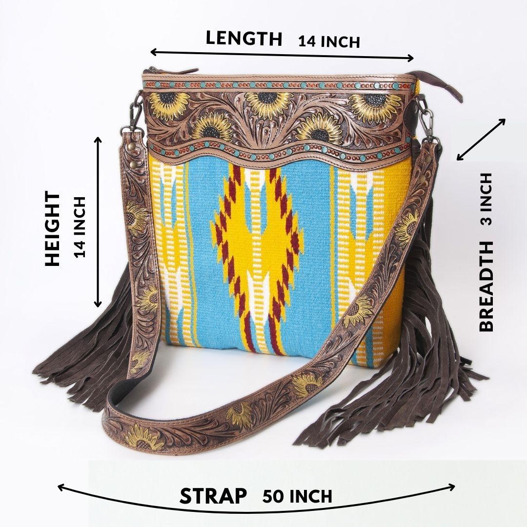 Sunflower Tooled Azetic Durrie Shoulder Bag