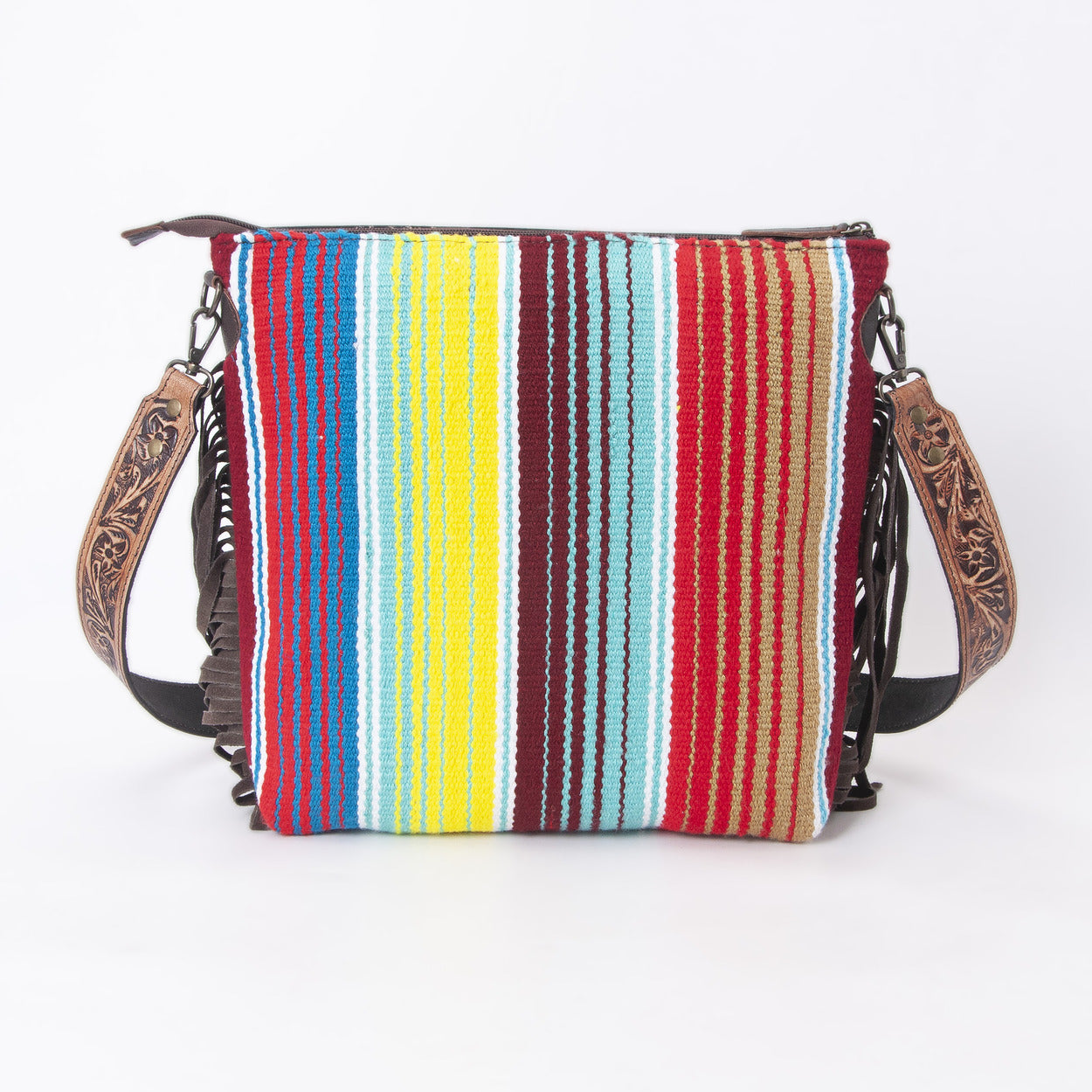 Rainbow Wool Tooled Shoulder Bag