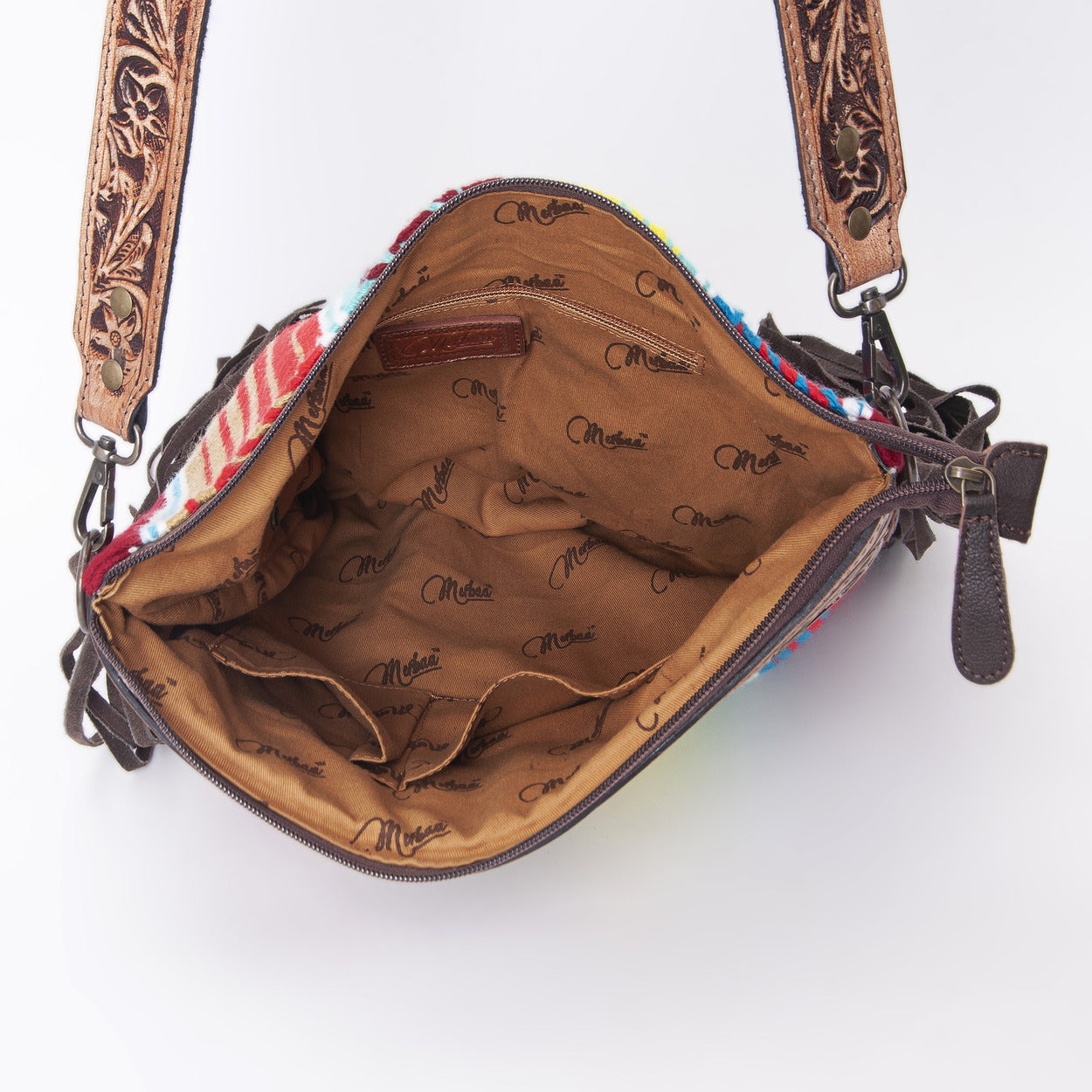 Rainbow Wool Tooled Shoulder Bag