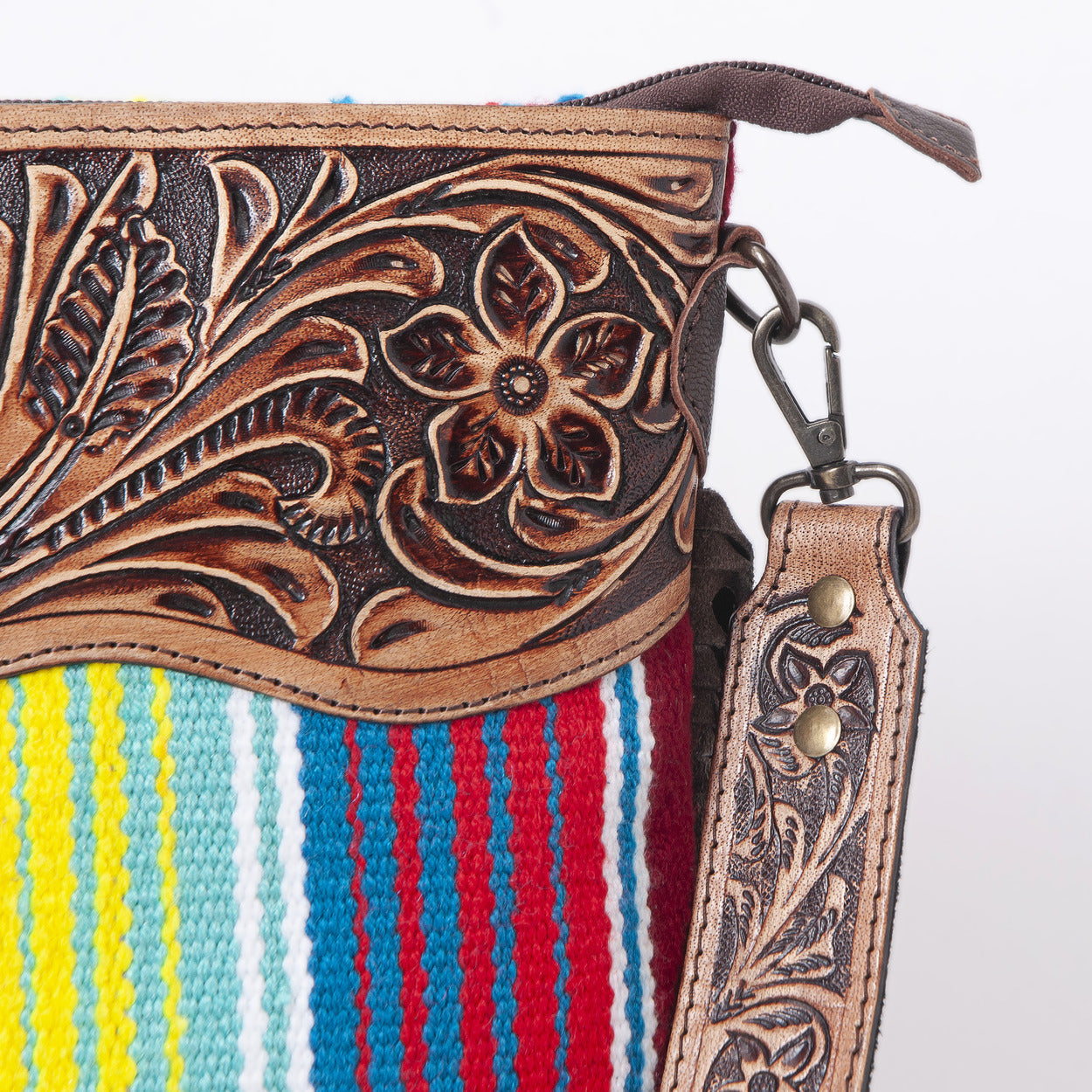 Rainbow Wool Tooled Shoulder Bag