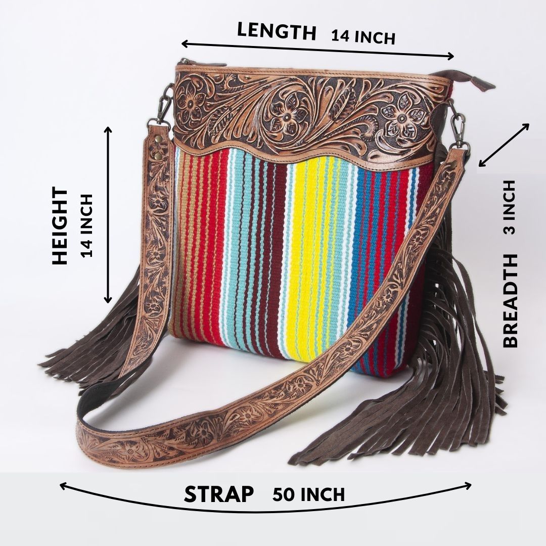 Rainbow Wool Tooled Shoulder Bag