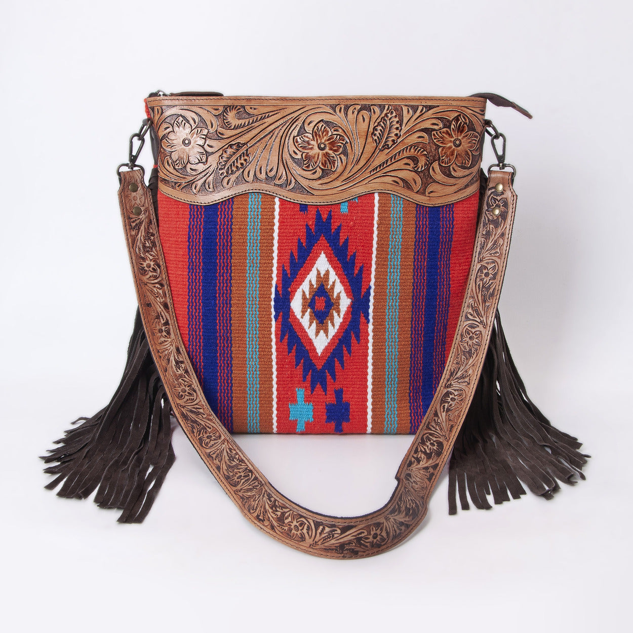 Peony Tooled Woolen Shoulder Bag