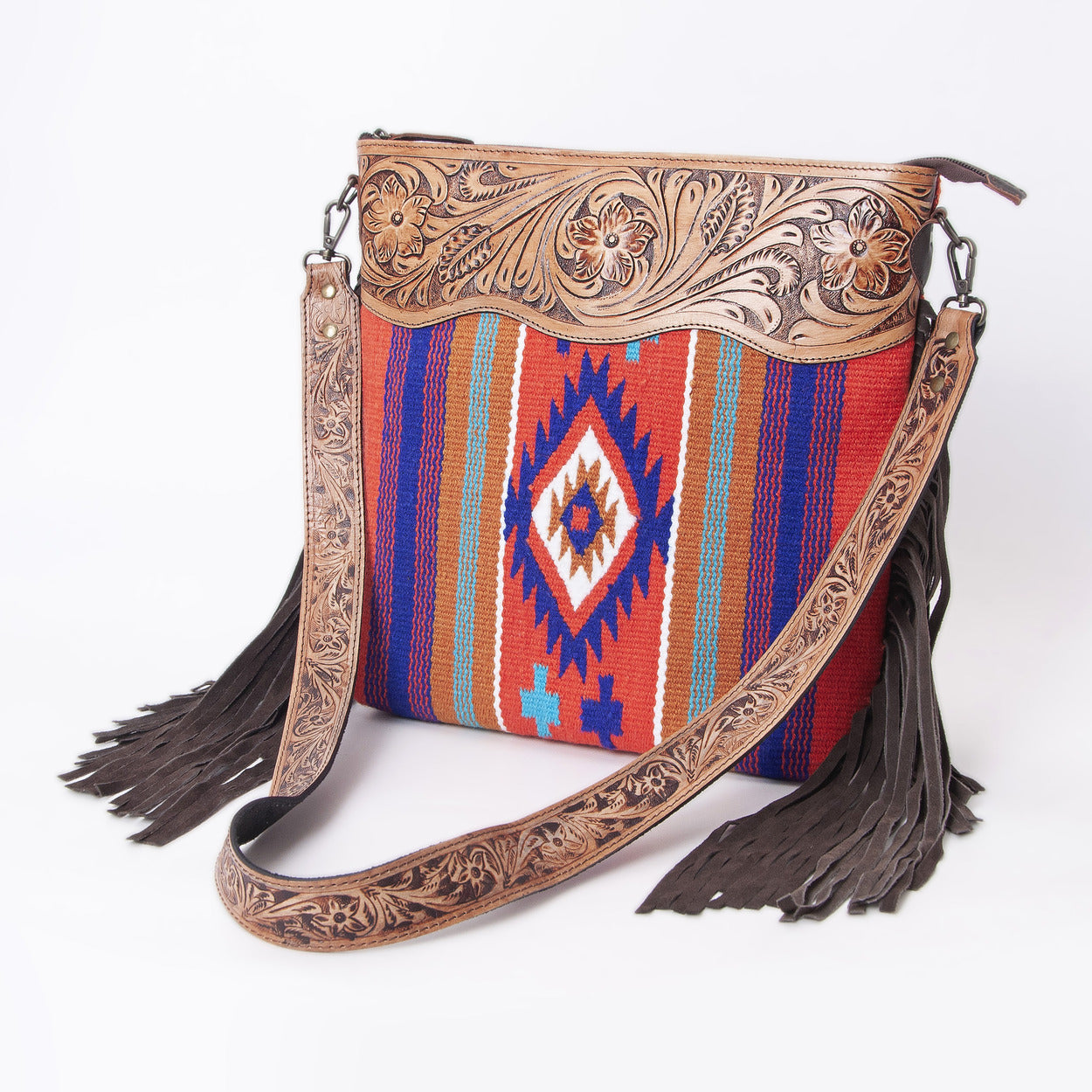 Peony Tooled Woolen Shoulder Bag