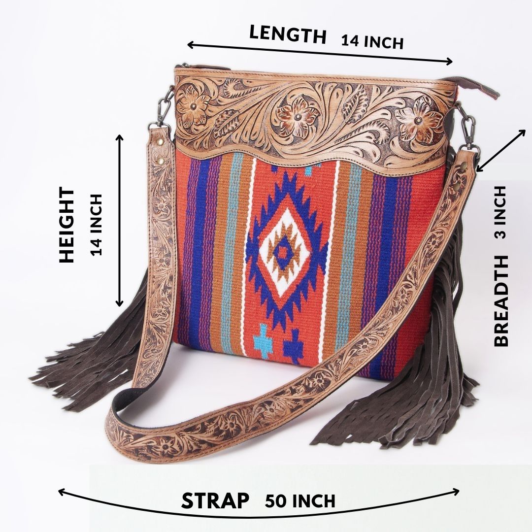 Peony Tooled Woolen Shoulder Bag