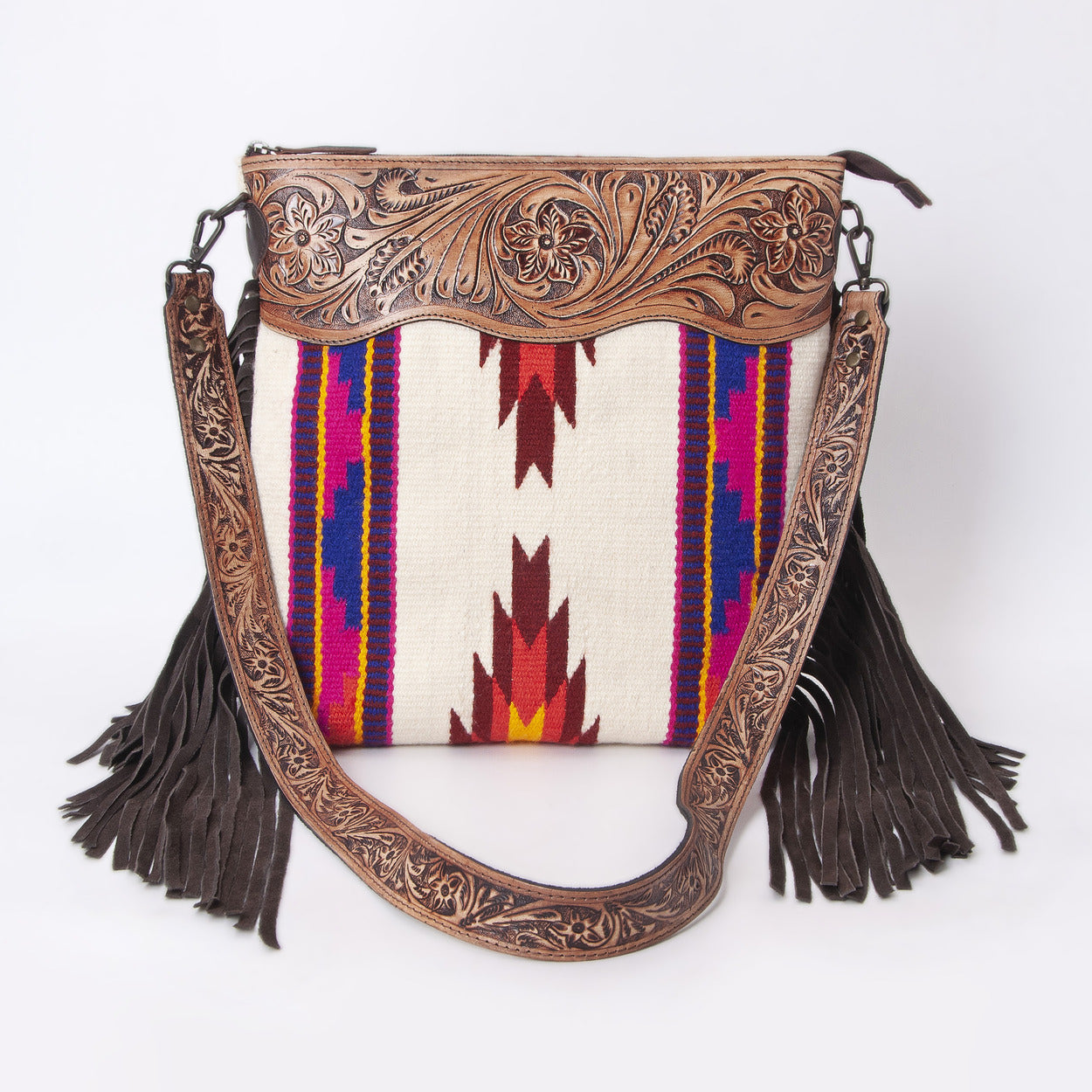 Peony Tooled Woolen Shoulder Bag