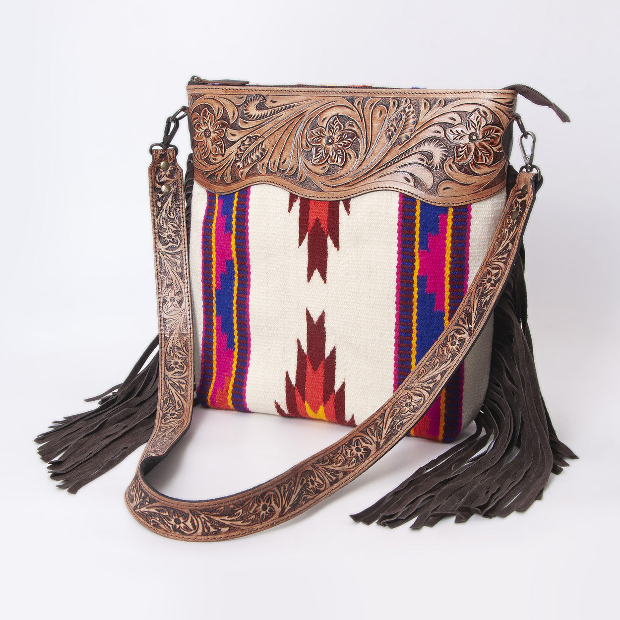 Peony Tooled Woolen Shoulder Bag