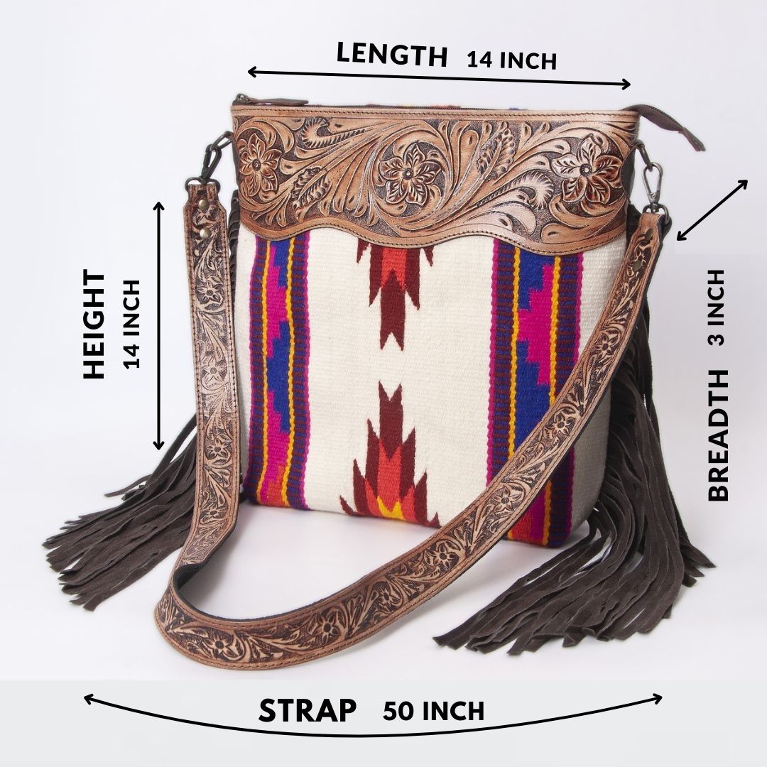 Peony Tooled Woolen Shoulder Bag