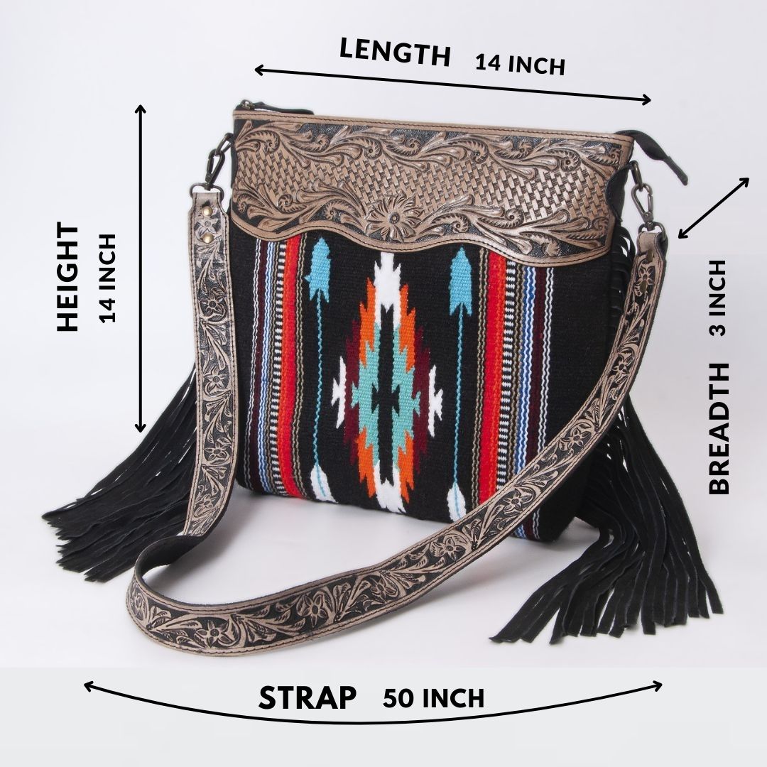 Black Zenco Woolen Shoulder Bag